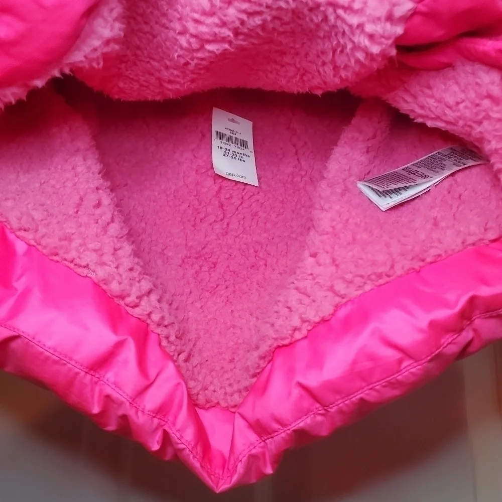BabyGap Hot Pink Puffer ColdControl Max Kimono Jacket Sz 18-24M